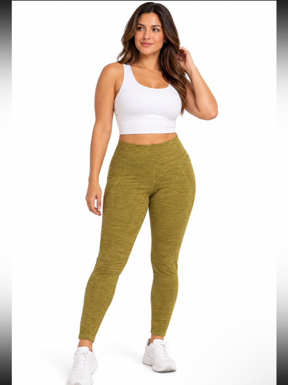 JoyLab Womens Large Olive Green High Rise Leggings Athletic Yoga Workout Pockets